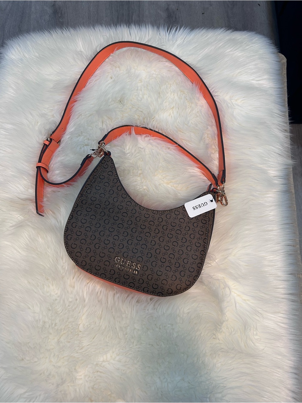 Nwt GUESS Orange-Trim Signature Crossbody Bag
